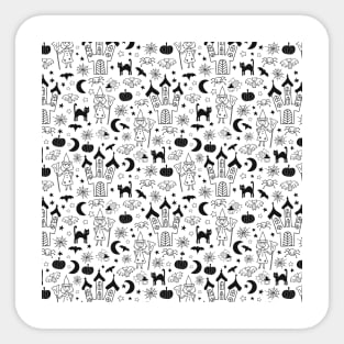 Halloween Night Black On White Sticker